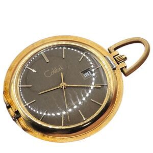 Vtg Colibri of London Quartz Pocket Watch Engraved Gold-Tone Date Indicator READ